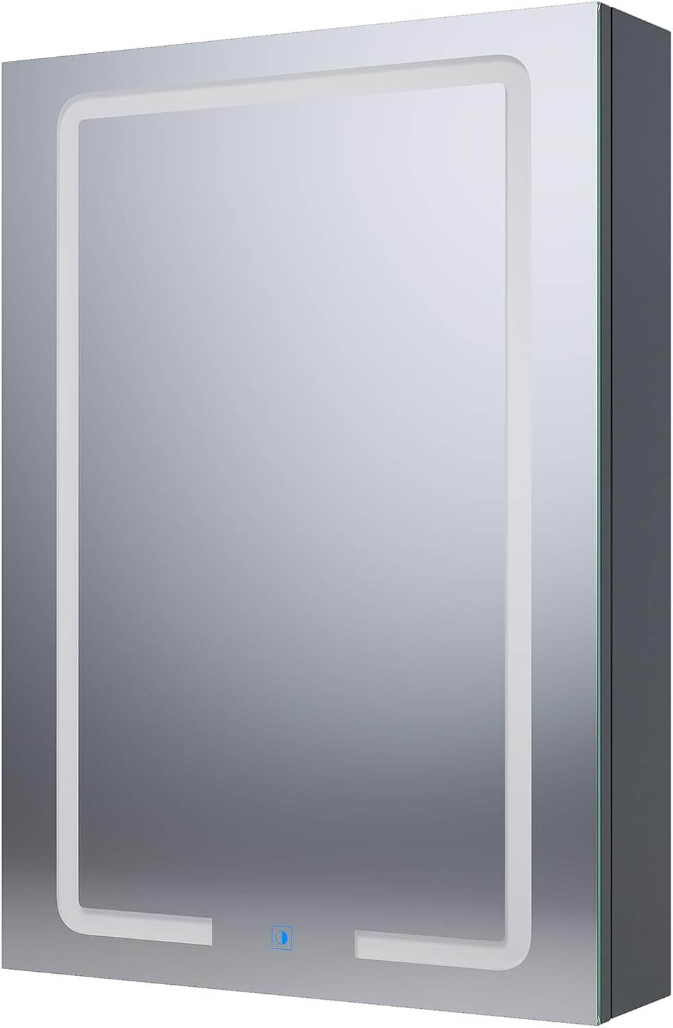 SONNI LED Spiegelschrank mit Kosmetik-Organizer 50x70 cm, Steckdose & 3-fache Vergrößerungsspiegel, 3 Lichtfarben, Dimmbar - Dunkelgrau - Sonni Sanitär GmbH