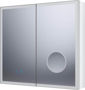 SONNI LED Spiegelschrank Bad mit 3-fache Vergrößerungsspiegel und Steckdose 65 x 60 cm, Aluminum Spiegelschrank mit Touch-Schalter, 3 Lichtfarben + Defogging, IP44 wasserciht - Sonni Sanitär GmbH