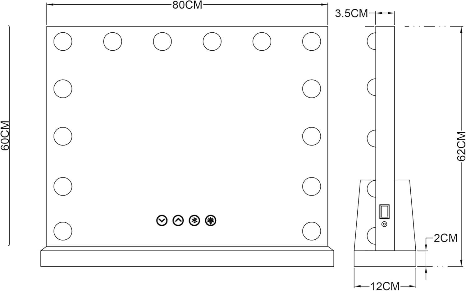 SONNI  Schminkspiegel 80x60cm, Hollywood Spiegel mit Beleuchtung, 3 Lichtmodi, mit USB und Bluetooth, Kosmetikspiegel mit 10X Abnehmbare Lupe, Wandspiegel, Tischspiegel, Weiß - Sonni Sanitär GmbH