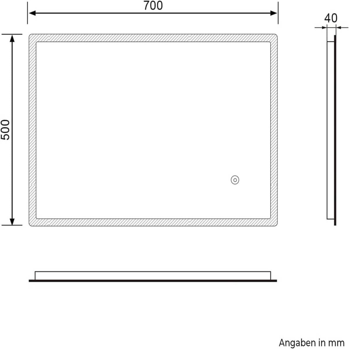 SONNI Badspiegel mit Beleuchtung 50x70cm beschlagfrei Wandspiegel Badezimmerspiegel mit Touchschalter Kaltweiß 6400K Badspiegel IP44 Energiesparend