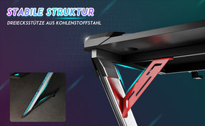 SONNI Gaming Schreibtisch mit LED 120cm Gaming Tisch RGB Gaming Schreibtisch Ergonomischer Tisch Gamer Tisch mit Getränkehalterung und Kopfhörerhaken Schwarz PC Tisch Klein