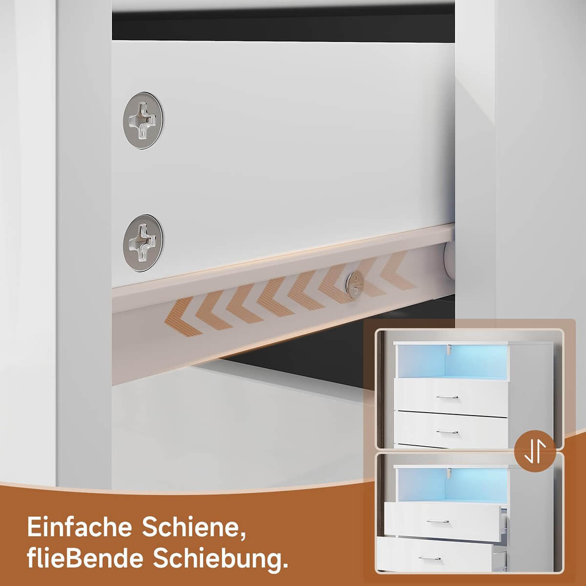 SONNI Kommode, mit 4 Schubladen, 1 offener Schubladen, Weiß Sideboard mit einstellbarem LED, Hochglanz Möbel Schränke - Sonni Sanitär GmbH