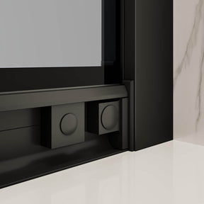 SONNI Duschkabine Duschschiebetür Matt-Schwarz + Grauglas, Verschiedene Größen 100/110/120 cm, ESG Getöntes Glas Dusche Nischentür, Glasschiebetür