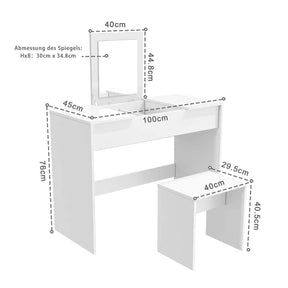 SONNI Schminktisch mit Klappspiegel Frisierkommode weiß mit Hocker und Spiegel aufklappbar Komestiktisch Schminktisch Schreibtisch 2 in 1 Design