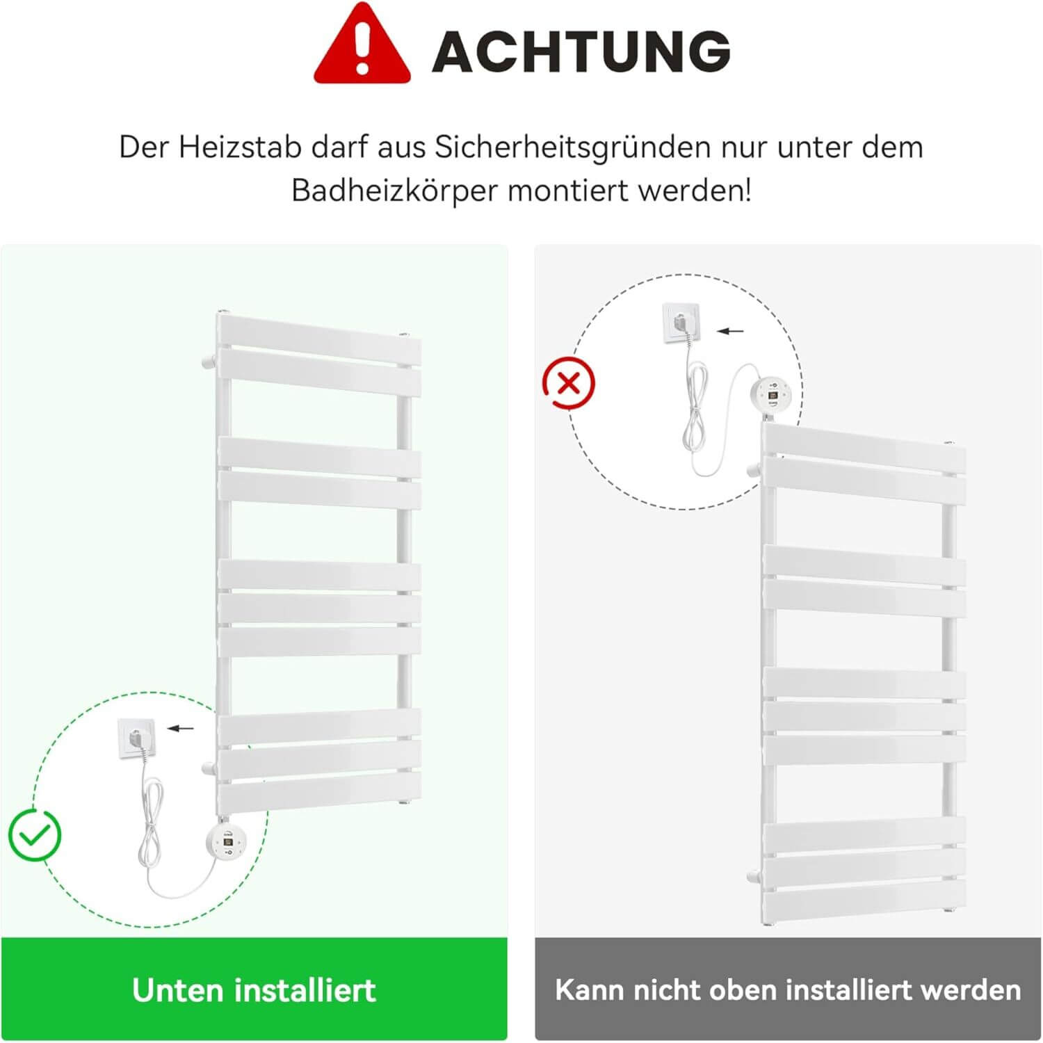 SONNI Smart WIFI elektrischer Heizstab Weiß mit Thermostat Intelleganter Temperaturregelstab für Badheizkörper APP-Steuerung - Sonni Sanitär GmbH