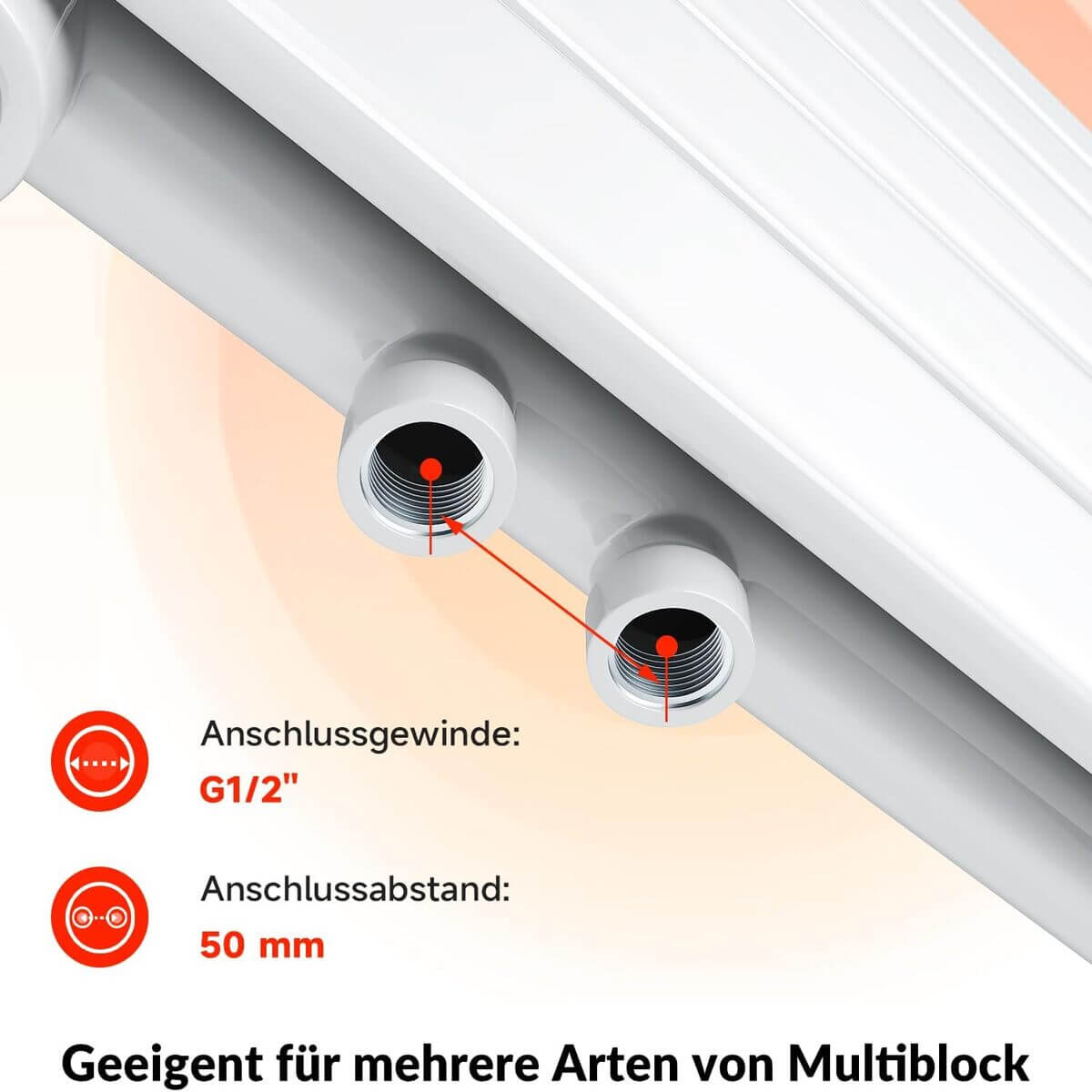 SONNI Design Heizkörper flach horizontal Flachheikörper für Bad Seitenanschluss Badheizkörper 465*1200mm Weiß ohne/mit Mutiblock