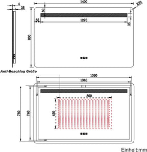 SONNI LED Badspiegel 80 x 60 cm Spiegel Bad mit Beleuchtung, 3 Farbe modi, Steckdose, 3X Lupe, Anti-Beschlag und Touch-Schalter Wandspiegel Kosmetikspiegel - Sonni Sanitär GmbH