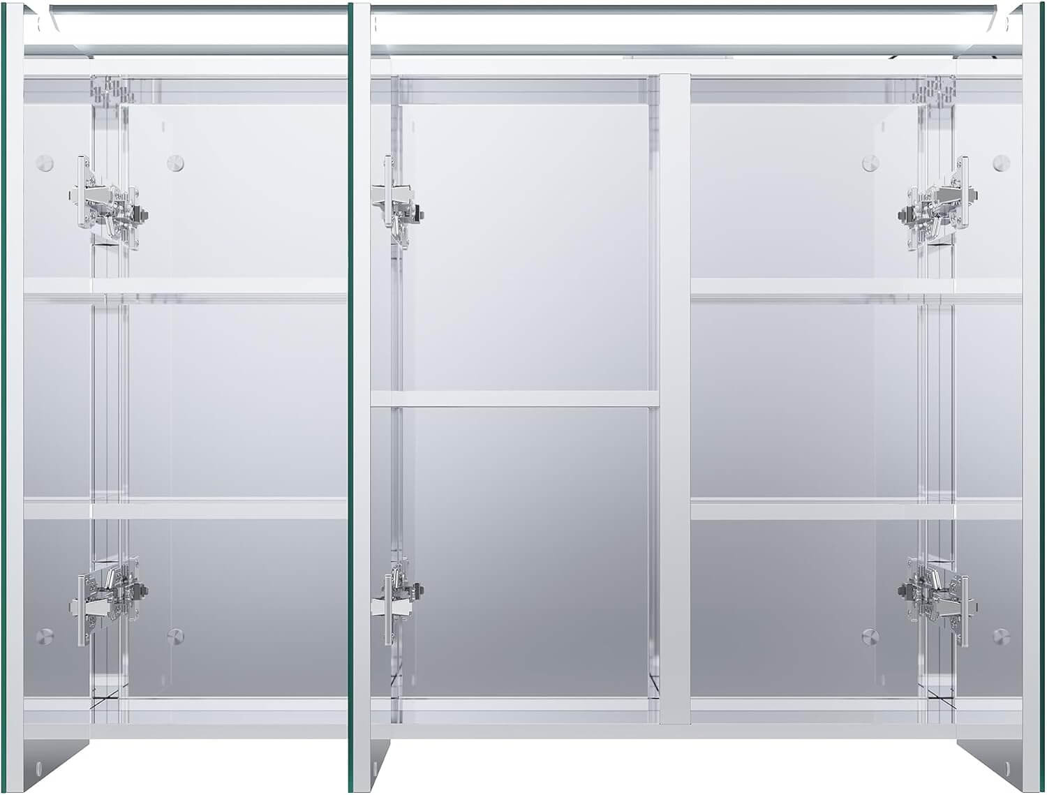 SONNI Spiegelschrank Bad mit Beleuchtung 80 x 60 cm, Edelstahl Medizinschrank IP44 Wasserciht, Spiegelleuchte mit Kaltweißem Licht und Wandschalter für Badezimmer - Sonni Sanitär GmbH