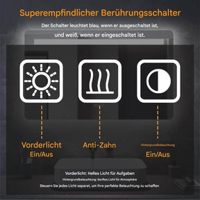 SONNI Badezimmerspiegel mit Beleuchtung, Kosmetikspiegel, Wandspiegel, linearem Lichtstreifen, DREI Farbtemperaturen + stufenloses Dimmen + Steckdose, beschlagfrei, Dual-Touch, Badspiegel - Sonni Sanitär GmbH