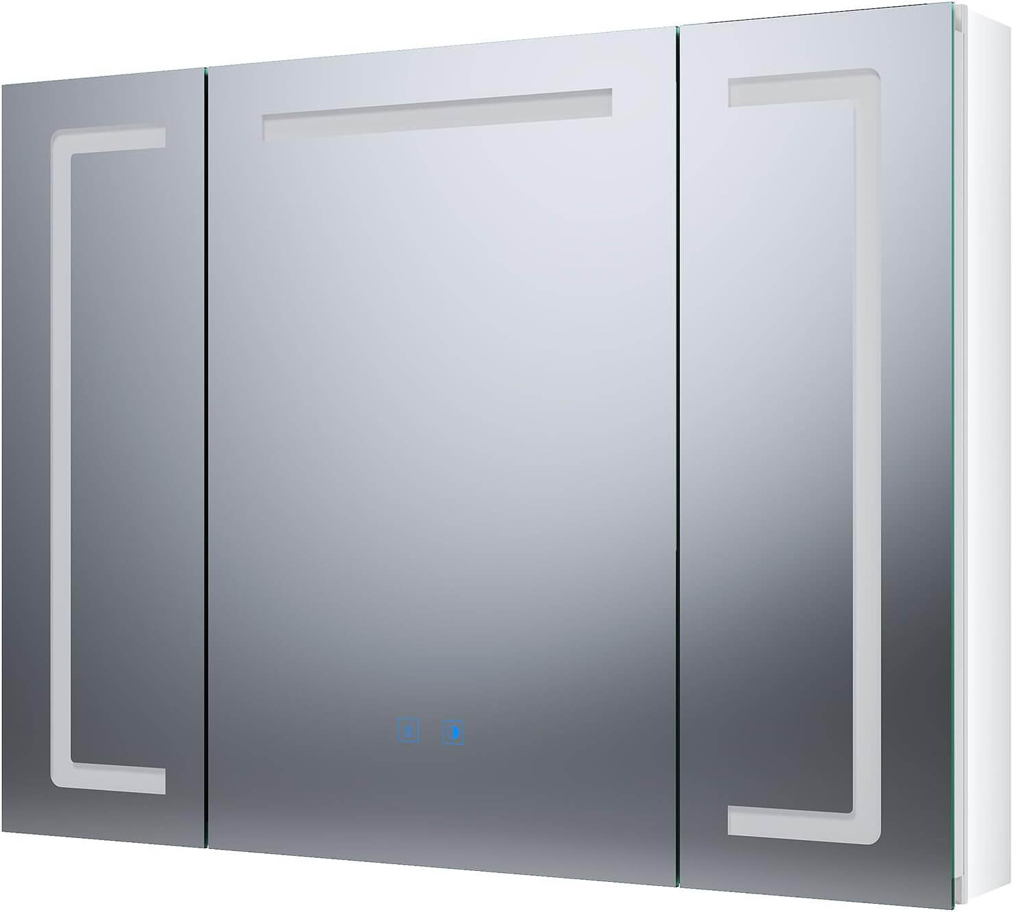 SONNI Spiegelschrank mit Beleuchtung 80x60 cm, 3 Türen LED Spiegelschrank Bad mit Anti-Beschlag, Steckdose, 3 Lichtfarben, Dimmbar, Aluminum, IP44 Wasserciht - Sonni Sanitär GmbH