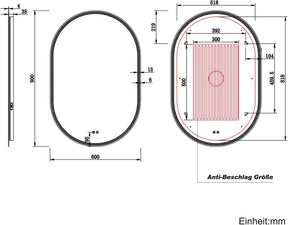 SONNI LED Spiegel  Oval Wandspiegel mit DREI Lichtarten, Antibeschlag, Steckdose und Touch-Schalter, Spiegel Bad mit Beleuchtung Dekorative Wandspiegel Horizontal oder vertikal aufgehängt - Sonni Sanitär GmbH