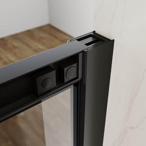 SONNI Duschkabine Duschschiebetür Matt-Schwarz + Grauglas, Verschiedene Größen 100/110/120 cm, ESG Getöntes Glas Dusche Nischentür, Glasschiebetür