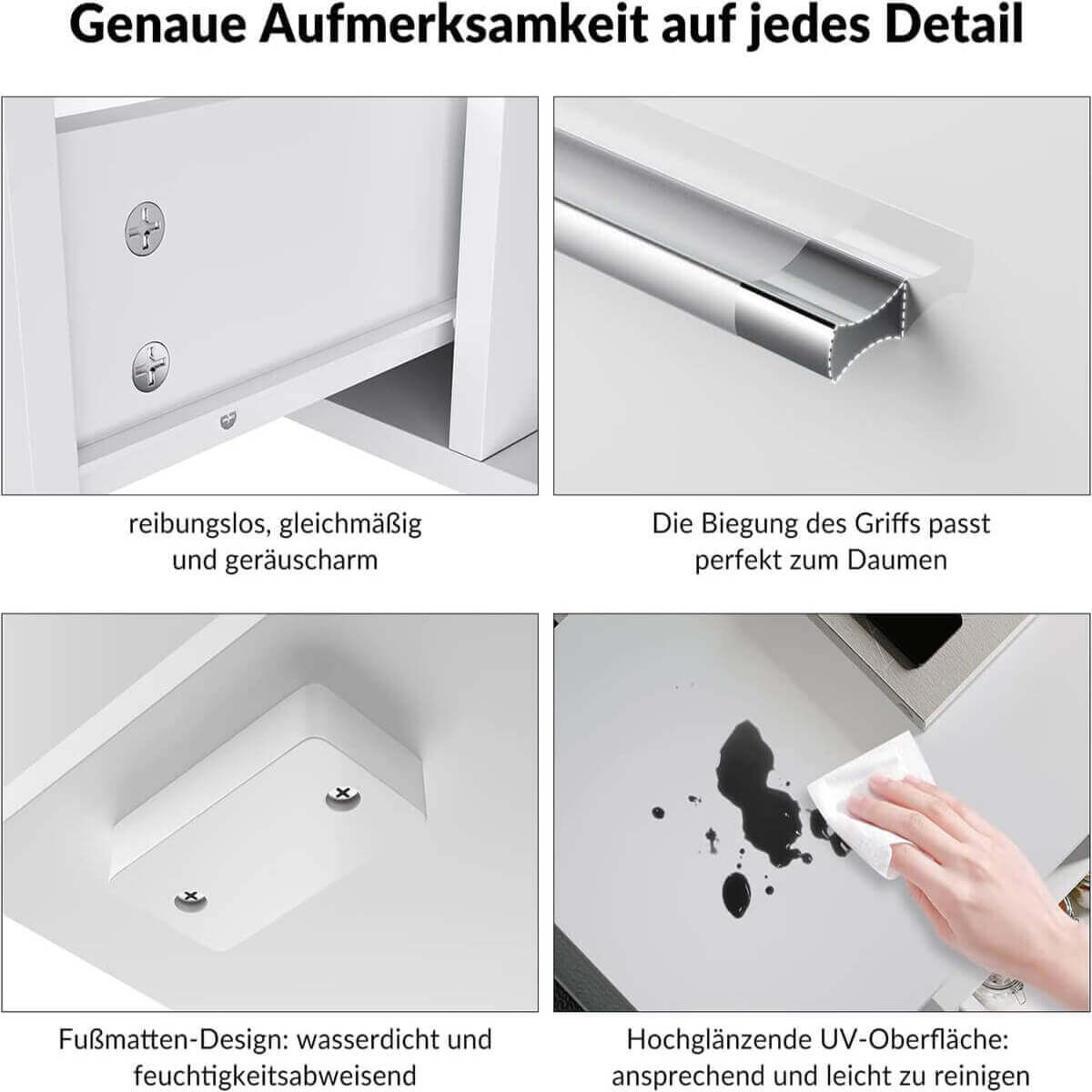 SONNI Couchtisch Hochglanzfront mit LED-Leuchten in 12-Farben und Ablagefach - Sonni Sanitär GmbH