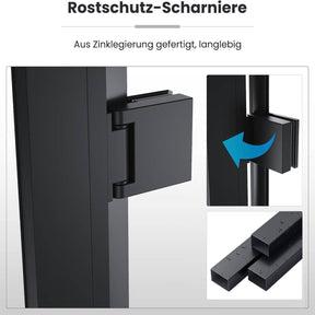 SONNI Duschtür 80/90/100x195CM Pendeltür Dusche Schwarzer 6mm gehärtetes Glas Wasserschutzleiste Magnetische Anziehung Doppelseitige Nanobeschichtung