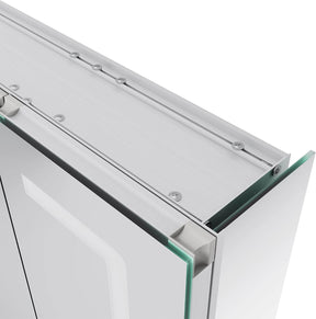 SONNI Spiegelschrank mit Beleuchtung 80x60 cm, 3 Türen LED Spiegelschrank Bad mit Anti-Beschlag, Steckdose, 3 Lichtfarben, Dimmbar, Aluminum, IP44 Wasserciht - Sonni Sanitär GmbH