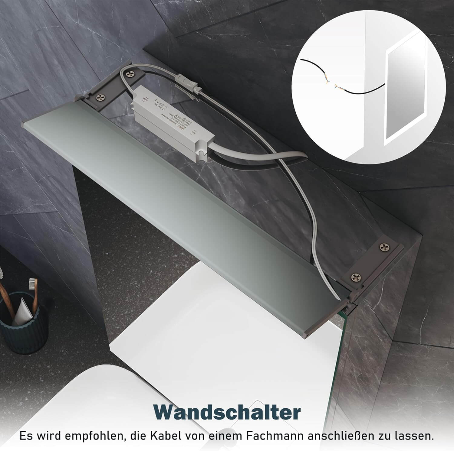 SONNI Spiegelschrank Bad mit Beleuchtung, Edelstahl Medizinschrank IP44 Wasserciht, Spiegelleuchte mit Kaltweißem Licht und Wandschalter für Badezimmer 36 x 52 cm - Sonni Sanitär GmbH