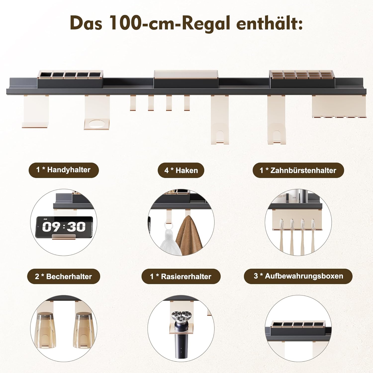SONNI Badspiegel mit Beleuchtung 100x60cm +  Ablage, Touch Badezimmerspiegel 3 Lichtfarben, Anti-Beschlag & Gedächtnisfunktion