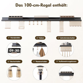 SONNI Badspiegel mit Beleuchtung 100x60cm +  Ablage, Touch Badezimmerspiegel 3 Lichtfarben, Anti-Beschlag & Gedächtnisfunktion