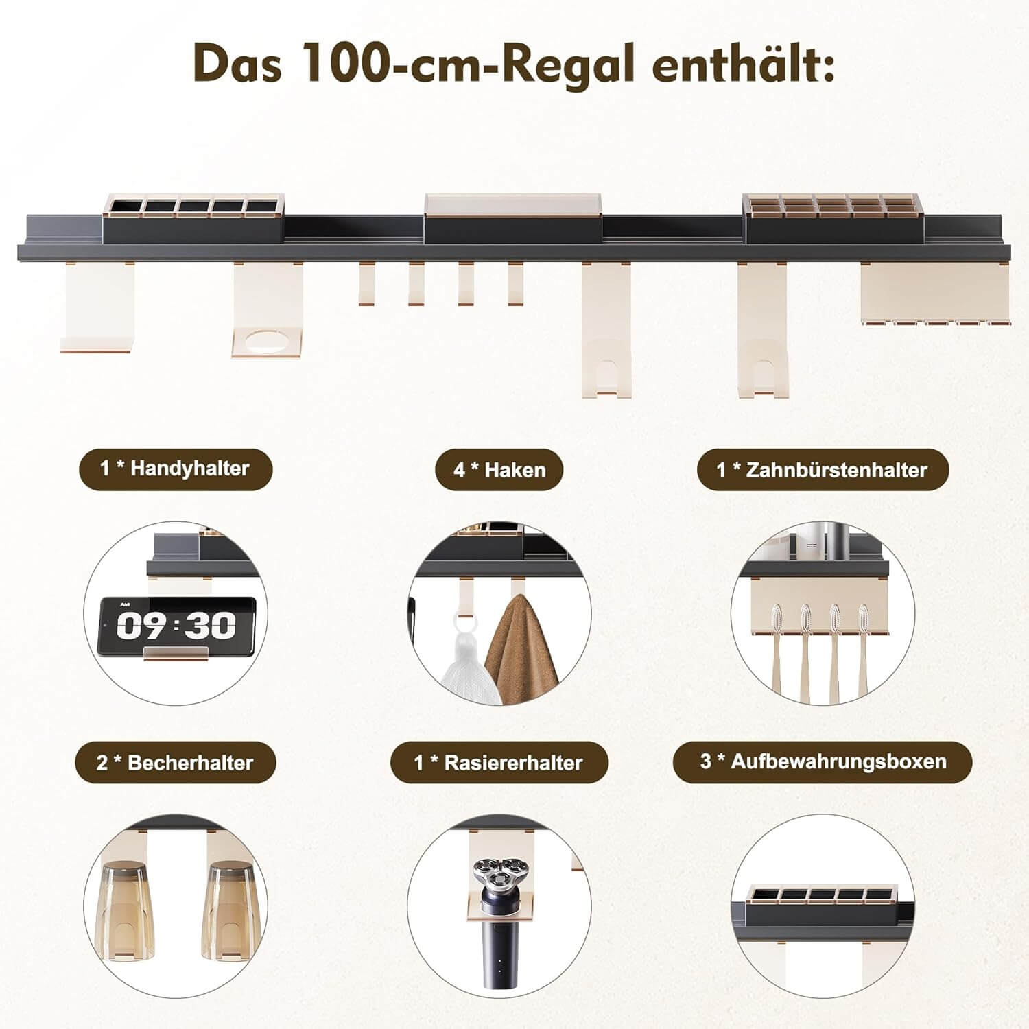 SONNI Badezimmerspiegel mit Beleuchtung 100x60 cm, LED Badspiegel mit Ablage, 3 einstellbare Lichtfarbe, Anti-Beschlag Wandspiegel mit Touchschalter