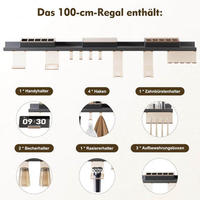 SONNI Badezimmerspiegel mit Beleuchtung 100x60 cm, LED Badspiegel mit Ablage, 3 einstellbare Lichtfarbe, Anti-Beschlag Wandspiegel mit Touchschalter