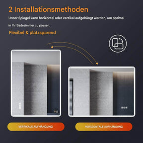 SONNI LED Badspiegel  Wandspiegel mit Beleuchtung(Weißes/Blaues/Violettes Licht), Steckdose und Bluetooth, Anti-Beschlag und Touch-Schalter Kosmetikspiegel Schminkspiegel - Sonni Sanitär GmbH