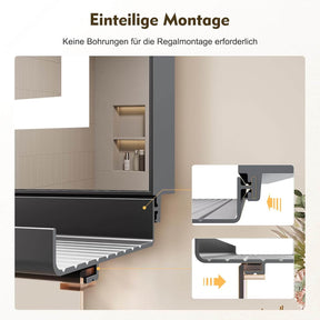 SONNI LED Badspiegel 120x60cm + Ablage, Touch Spiegel mit Beleuchtung, 3 Lichtfarben, Anti-Beschlag & Memory, Ablage mit Handyhalter + Haken + Zahnbürstenhalter + Becherhalter