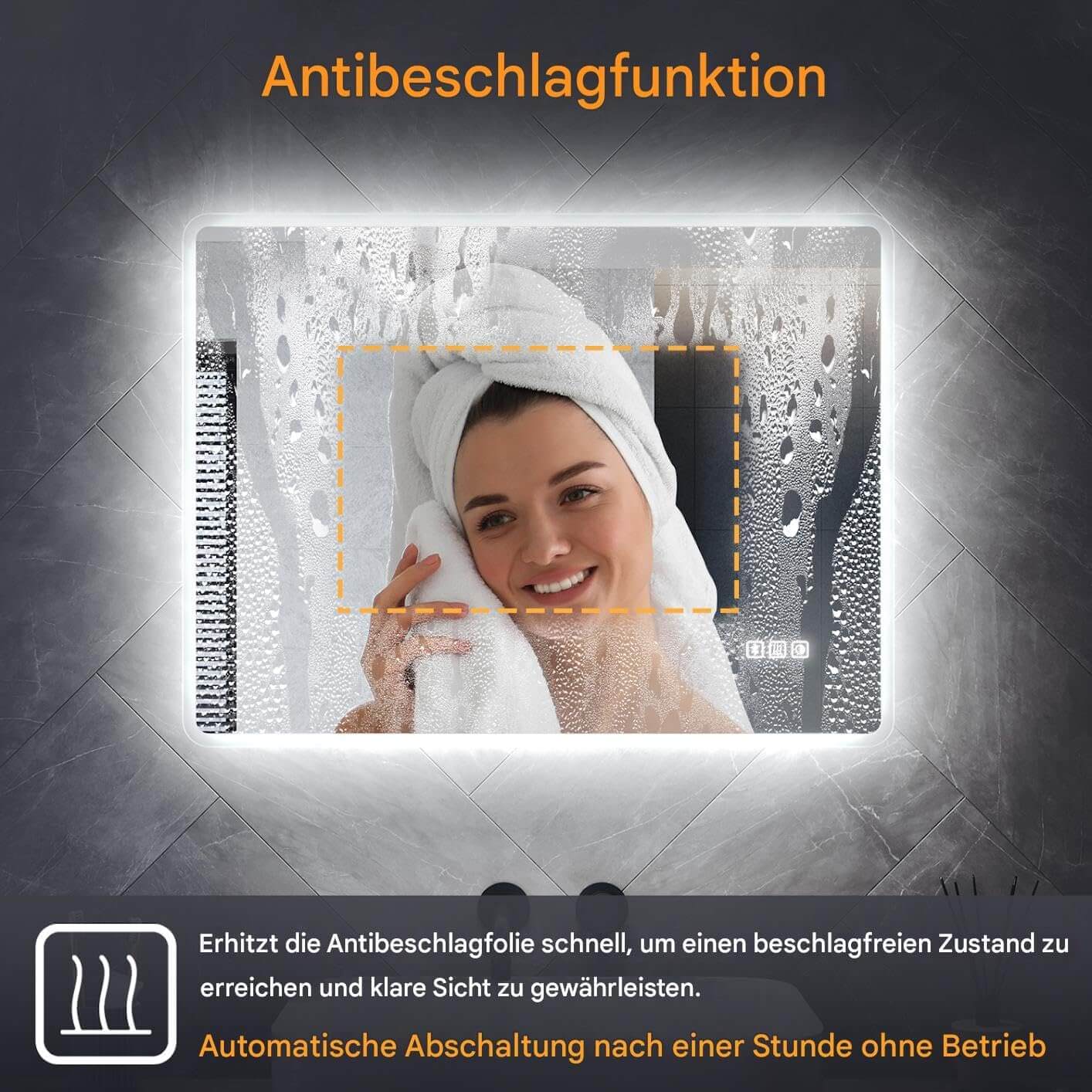 SONNI LED Badspiegel  Wandspiegel mit Beleuchtung(Weißes/Blaues/Violettes Licht), Steckdose und Bluetooth, Anti-Beschlag und Touch-Schalter Kosmetikspiegel Schminkspiegel - Sonni Sanitär GmbH