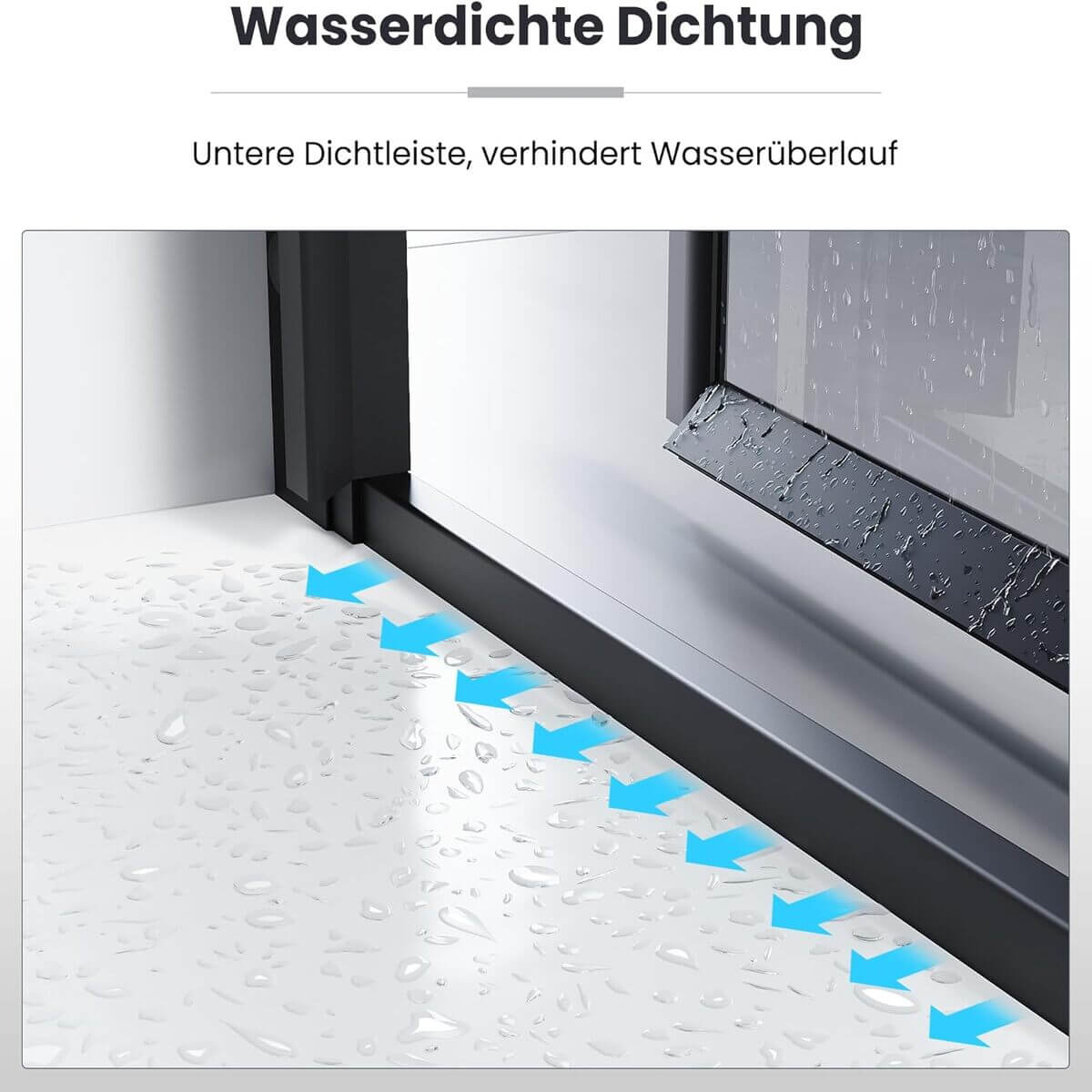 SONNI Duschtür 80/90/100x195CM Pendeltür Dusche Schwarzer 6mm gehärtetes Glas Wasserschutzleiste Magnetische Anziehung Doppelseitige Nanobeschichtung