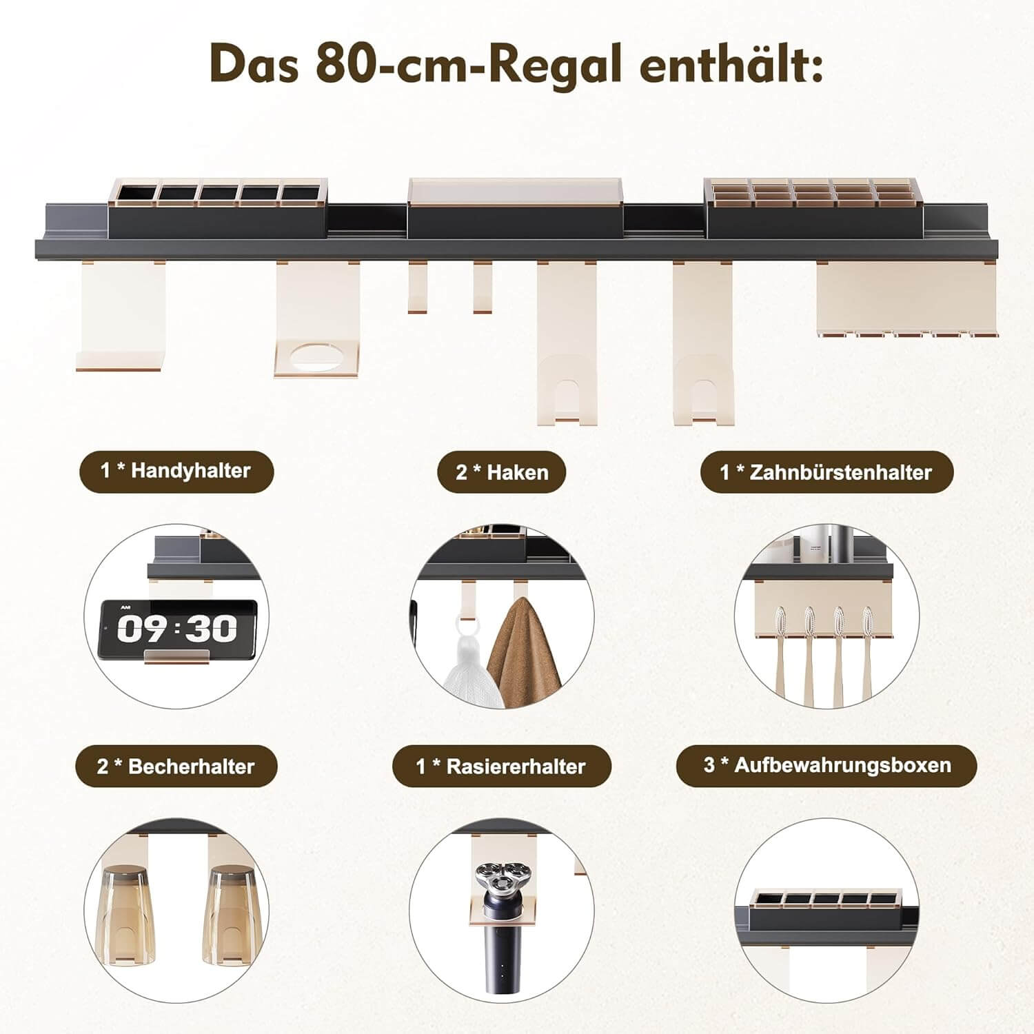 SONNI Badezimmerspiegel mit Beleuchtung 80x60 cm, LED Badspiegel mit Ablage, 3 einstellbare Lichtfarbe, Anti-Beschlag Wandspiegel mit Touchschalter
