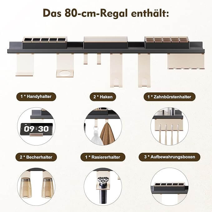 SONNI Badspiegel mit Beleuchtung & Ablage, Touch Badezimmerspiegel 3 Lichtfarben, Anti-Beschlag & Gedächtnisfunktion