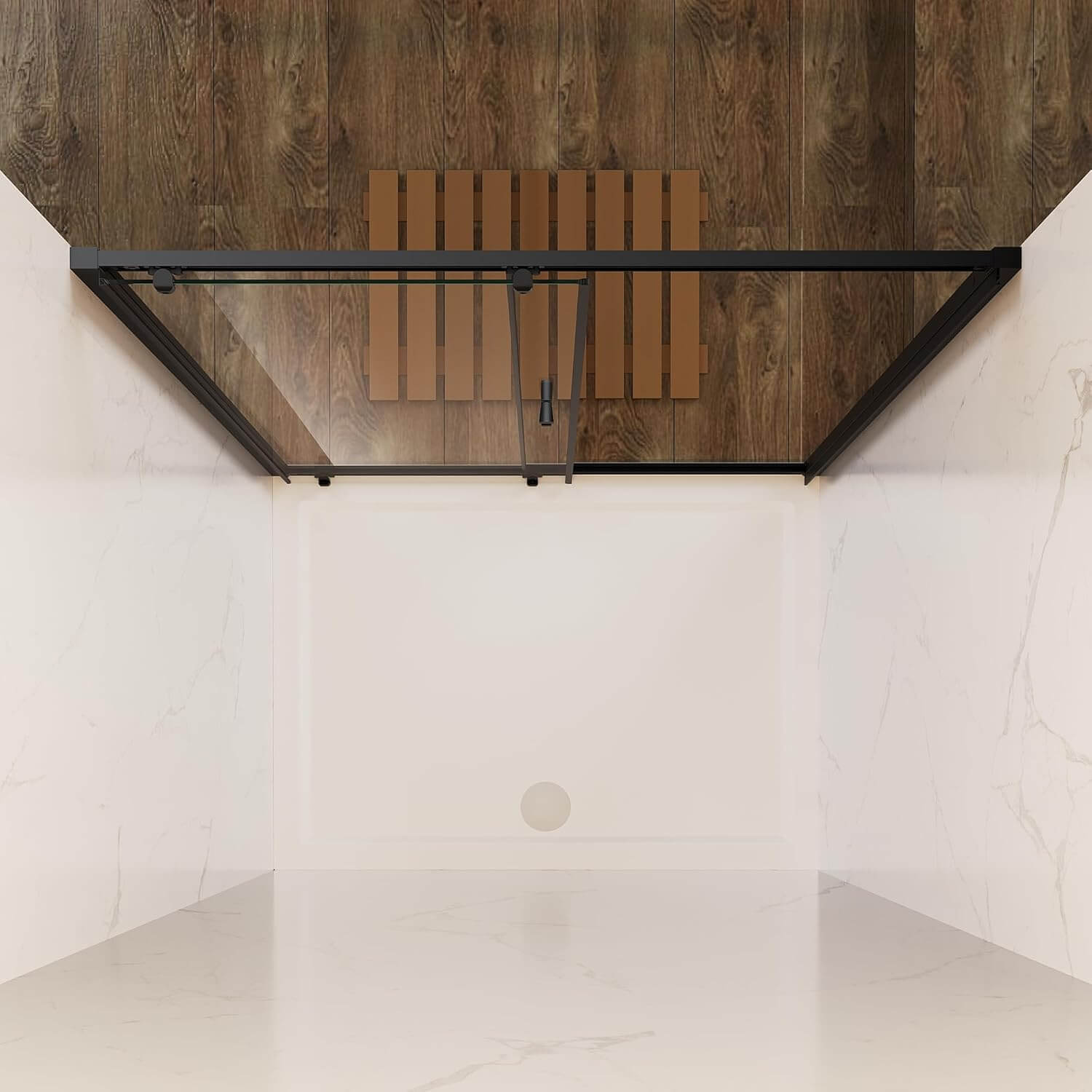 SONNI Duschkabine Duschschiebetür Matt-Schwarz, Verschiedene Größen 100/110/120 cm, ESG Klarglas Dusche Nischentür Einzelschiebetür, Glasschiebetür
