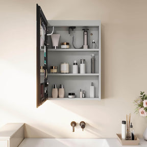 SONNI LED Spiegelschrank mit Make-up Ablage, Anti-Beschlag, Steckdose & Kosmetik-Organizer, 3 Lichtfarben Vollständig Montiert