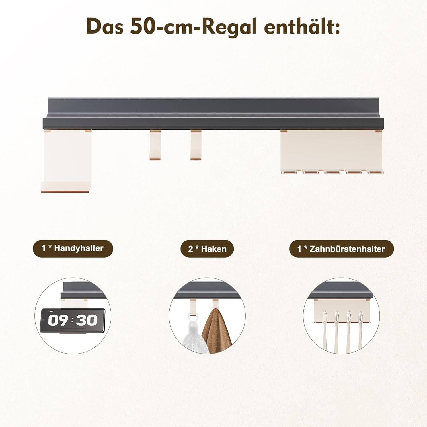 SONNI Badspiegel mit Beleuchtung 50x70cm mit Ablage, Touch Badezimmerspiegel 3 Lichtfarben, Anti-Beschlag & Gedächtnisfunktion