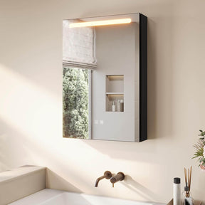 SONNI LED Spiegelschrank mit Make-up Ablage, Anti-Beschlag, Steckdose & Kosmetik-Organizer, 3 Lichtfarben Vollständig Montiert