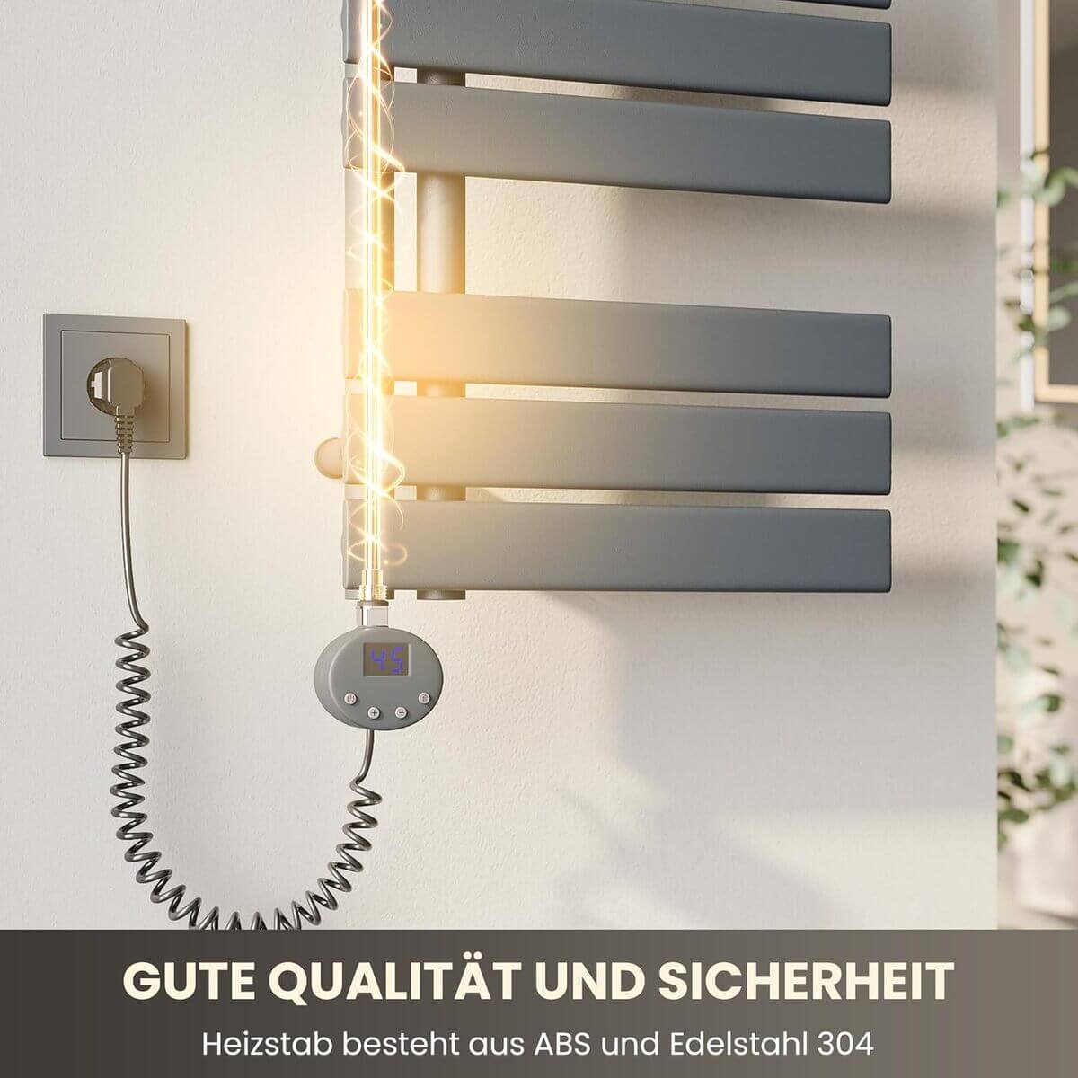 SONNI Badheizkörper Elektrisch mit Thermostat Anthrazit, Panel Handtuchhalter Elektrisch Flach Handtuchtrokner Handtuchheizkörper mit Heizstab Ohne/mit Mutiblock - Sonni Sanitär GmbH