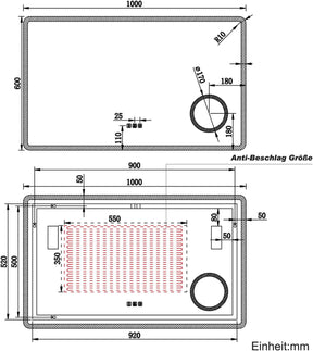 SONNI LED Badspiegel  Wandspiegel Bad mit Beleuchtung, 3 Farbe modi+Stufenlose Dimmung, Steckdose, Bluetooth und 3X Lupe, Kosmetikspiegel mit Anti-Beschlag und Touch-Schalter - Sonni Sanitär GmbH