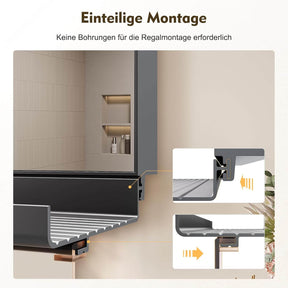 SONNI Badezimmerspiegel mit Beleuchtung 120x60 cm, LED Badspiegel mit Ablage, 3 einstellbare Lichtfarbe + Anti-Beschlag + Touchschalter, Ablage mit Handyhalter + Haken + Zahnbürstenhalte