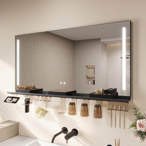 SONNI Badezimmerspiegel mit Beleuchtung 120x60 cm, LED Badspiegel mit Ablage, 3 einstellbare Lichtfarbe, Anti-Beschlag Wandspiegel mit Touchschalter