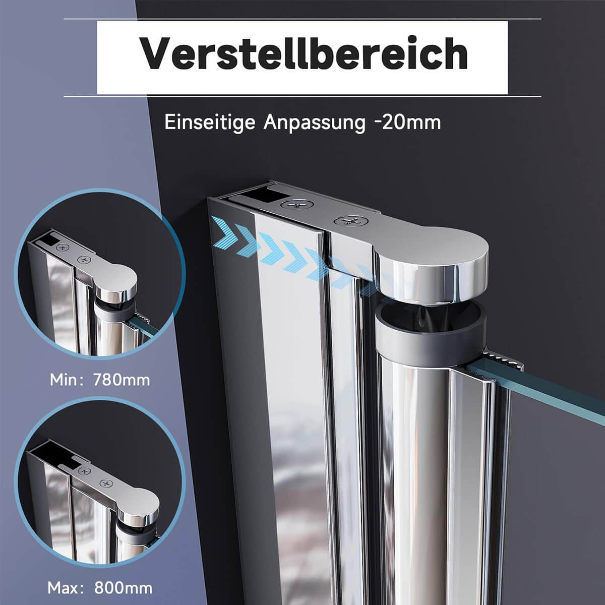 SONNI Duschtür 76/80/90x195 cm Duschwand Falttür 6mm ESG Sicherheitsglas Nano Beschichtung Dusche Faltbar Duschtrennwand Duschabtrennung