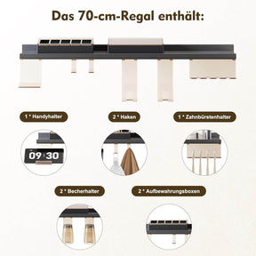 SONNI Badezimmerspiegel mit Beleuchtung 70x50 cm, LED Badspiegel mit Ablage, 3 einstellbare Lichtfarbe, Anti-Beschlag Wandspiegel mit Touchschalter