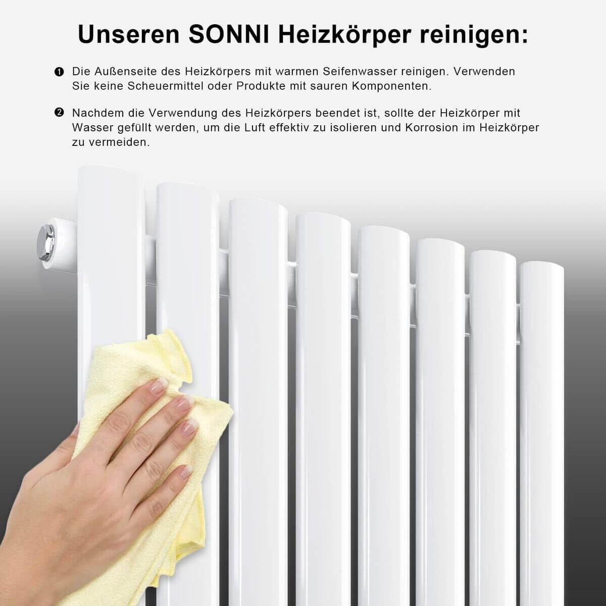 SONNI Röhrenheizkörper Mittelanschluss Wandheizkörper 600*767mm Weiß ohne/mit Mutiblock