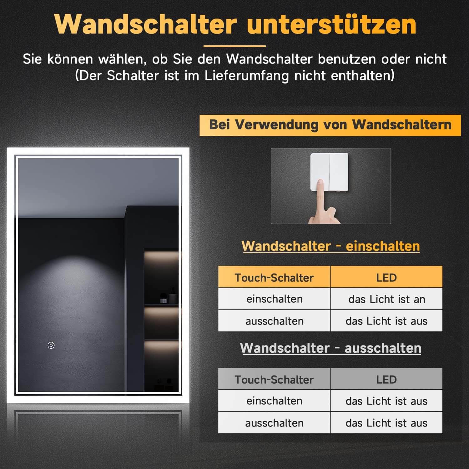 SONNI LED Spiegel  Oval Wandspiegel mit DREI Lichtarten, Antibeschlag, Steckdose und Touch-Schalter, Spiegel Bad mit Beleuchtung Dekorative Wandspiegel Horizontal oder vertikal aufgehängt - Sonni Sanitär GmbH