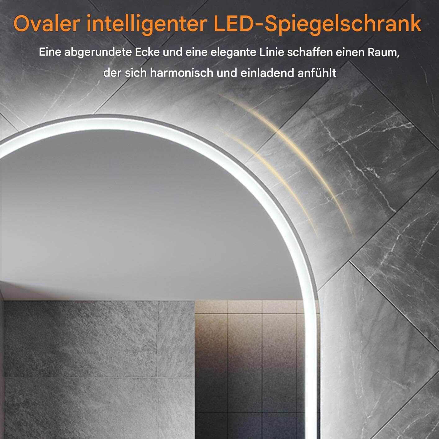 SONNI LED Spiegel  Oval Wandspiegel mit DREI Lichtarten, Antibeschlag, Steckdose und Touch-Schalter, Spiegel Bad mit Beleuchtung Dekorative Wandspiegel Horizontal oder vertikal aufgehängt - Sonni Sanitär GmbH