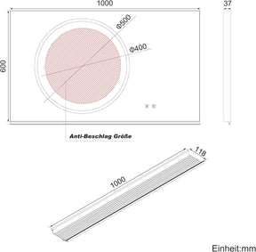 SONNI Badezimmerspiegel mit Beleuchtung 100x60 cm, LED Badspiegel mit Ablage, 3 einstellbare Lichtfarbe + Anti-Beschlag + Touchschalter, Ablage mit Handyhalter + Haken + Zahnbürstenhalter