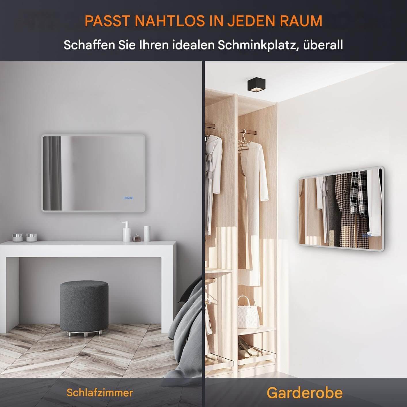 SONNI LED Badspiegel  Wandspiegel mit Beleuchtung(Weißes/Blaues/Violettes Licht), Steckdose und Bluetooth, Anti-Beschlag und Touch-Schalter Kosmetikspiegel Schminkspiegel - Sonni Sanitär GmbH