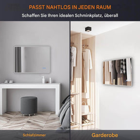 SONNI LED Badspiegel  Wandspiegel mit Beleuchtung(Weißes/Blaues/Violettes Licht), Steckdose und Bluetooth, Anti-Beschlag und Touch-Schalter Kosmetikspiegel Schminkspiegel - Sonni Sanitär GmbH