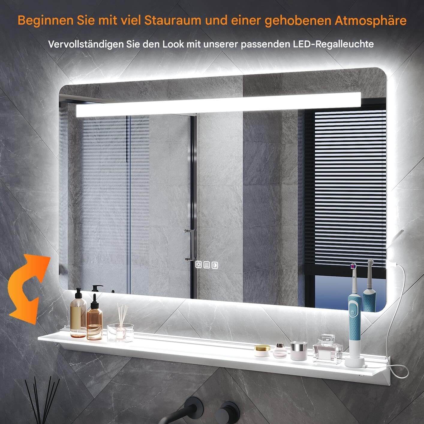 SONNI LED Badspiegel 80 x 60 cm Spiegel Bad mit Beleuchtung, 3 Farbe modi, Steckdose, 3X Lupe, Anti-Beschlag und Touch-Schalter Wandspiegel Kosmetikspiegel - Sonni Sanitär GmbH