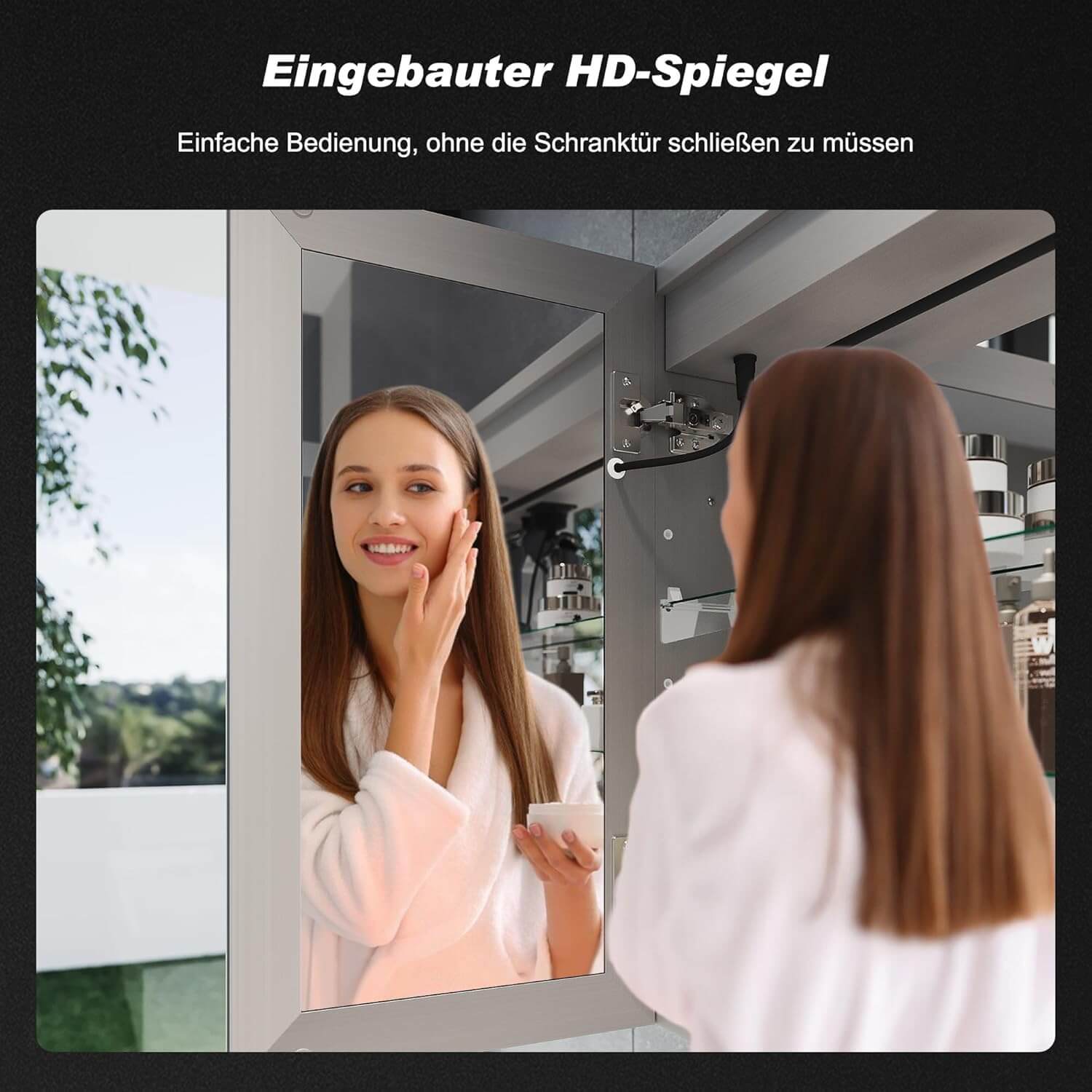 SONNI LED Spiegelschrank Bad mit 3-fache Vergrößerungsspiegel und Steckdose 65 x 60 cm, Aluminum Spiegelschrank mit Touch-Schalter, 3 Lichtfarben + Defogging, IP44 wasserciht - Sonni Sanitär GmbH