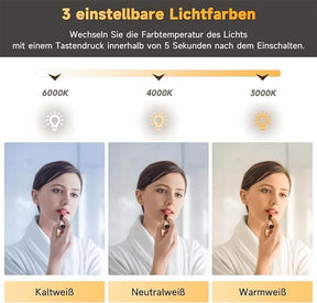 SONNI Badspiegel mit Beleuchtung & Ablage, Touch Badezimmerspiegel 3 Lichtfarben, Anti-Beschlag & Gedächtnisfunktion