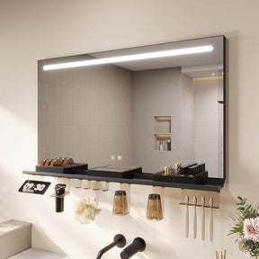 SONNI Badezimmerspiegel mit Beleuchtung 100x60 cm, LED Badspiegel mit Ablage, 3 einstellbare Lichtfarbe, Anti-Beschlag Wandspiegel mit Touchschalter